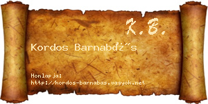 Kordos Barnabás névjegykártya
