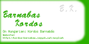 barnabas kordos business card